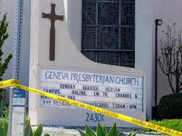 This illustrates a church being the subject of a crime scene. Reinforces the point that churches are not free from criminal activities.
